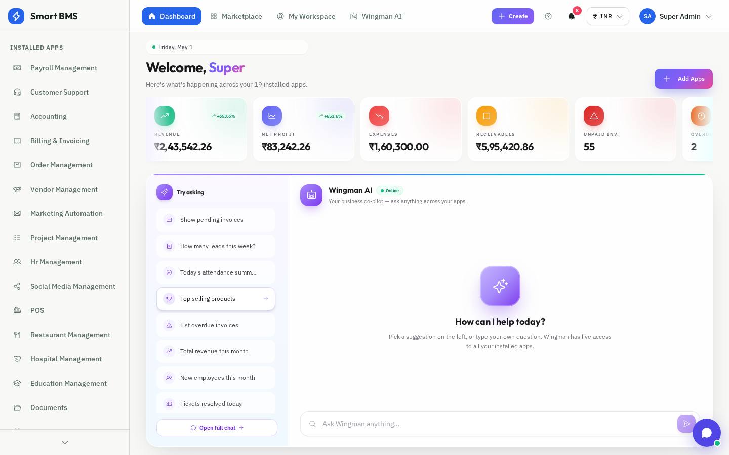 Elia Dashboard with Wingman AI
